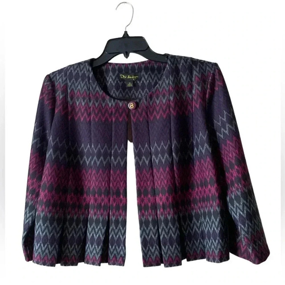 NWT DN Designs Purple Eggplant Gray Ponte Knit Jacket Dress Size 14, padded - Picture 6 of 11